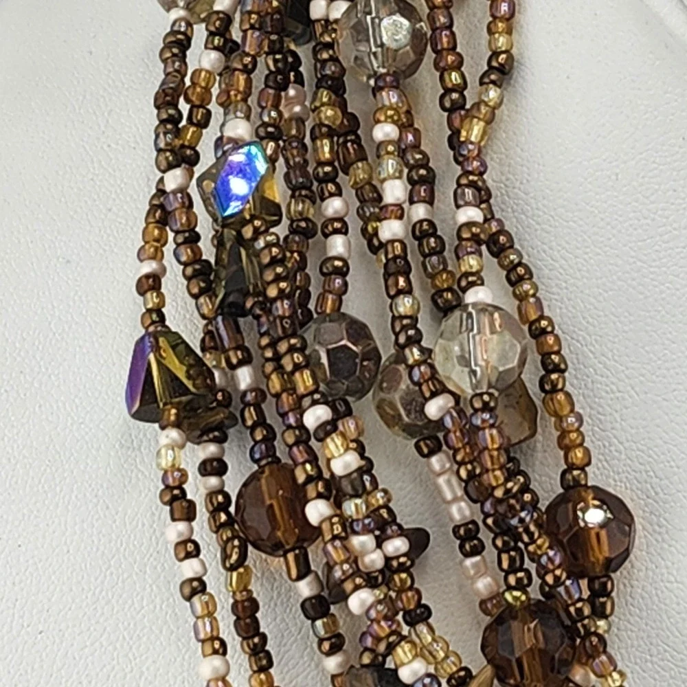 Brown Glass‎ Multistrand Bead Necklace